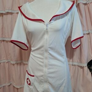 Elegant Moments White Costume Dress with Red Accents